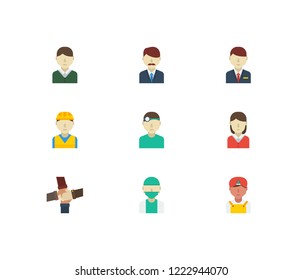 Profession icons set. Indian worker and profession icons with office boss, hotel receptionist and teamwork. Set of corporate for web app logo UI design.