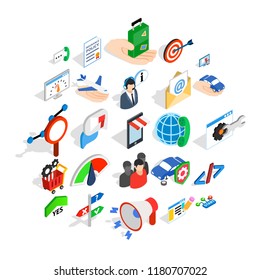 Profession icons set. Isometric set of 25 profession vector icons for web isolated on white background