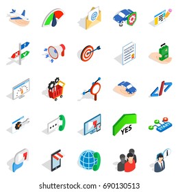 Profession icons set. Isometric set of 25 profession vector icons for web isolated on white background