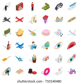 Profession icons set. Isometric style of 36 profession vector icons for web isolated on white background