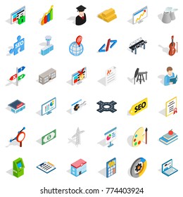 Profession icons set. Isometric style of 36 profession vector icons for web isolated on white background