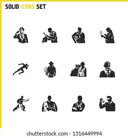 Profession icons set with judge, trainer and veterinarian elements. Set of profession icons and medic concept. Editable vector elements for logo app UI design.