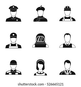 Profession icons set. Simple illustration of 9 profession vector icons for web