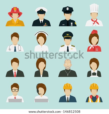 profession icons set, vector.