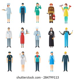 Profession And Job Avatar With Standing People Icons Set Flat Isolated Vector Illustration 