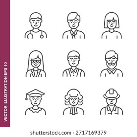 Iconos de la línea de la profesión - mini icono de la serie de la colección
