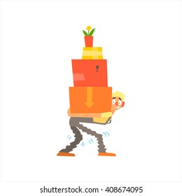 Profession Loader  Primitive Cartoon Style Isolated Flat Vector Illustration On White Background