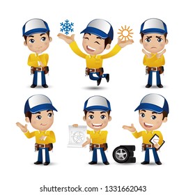 Profession - Mechanician with different poses