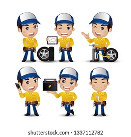 Profession - Mechanician with different poses