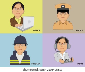 Professionelle Männer, Spezialisten in Uniform.