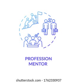 Konzept-Icon für Professionals. Professionelle Kompetenzentwicklung, Qualifikationstraining Idee dünne Illustration. Business Coaching. Vektor-Einzelbild-RGB-Farbzeichnung