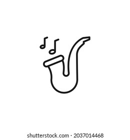 Profession of a musician concept. High quality outline symbol for banners and web design with mobile apps. Line icon of trumpet 

