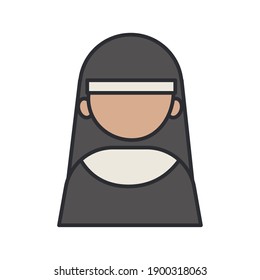 profesional nun trabajador avatar estilo relleno icono ilustración vectorial