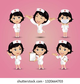 Profession - nurse with different poses