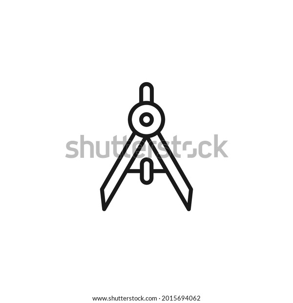 Profession and occupation concept. Architector and\
construction worker. Line icon of compass for drawing circules and\
constructing \
