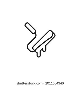 Profession and occupation concept. Graphic designer. Line icon of paint roller with dye on surface 
