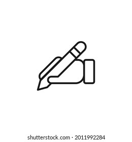 Profession and occupation concept. Graphic designer. Faceless person using pencil for writing with taking notes and drawing with painting 
