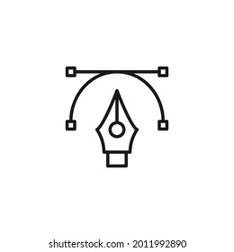 El concepto de profesión y ocupación. Diseñador gráfico. Icono de línea de la herramienta de lápiz bajo largas líneas de serpiente 

