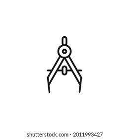 
Profession and occupation concept. Graphic designer. Line icon of compass for construction and designing 