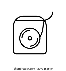 Profession and occupation concept. Modern outline sign drawn in flat style. Editable stroke. Vector monochrome isolated line icon of dental floss