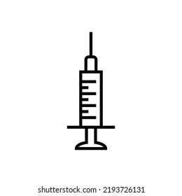 Profession and occupation concept. Modern outline sign drawn in flat style. Editable stroke. Vector monochrome isolated line icon of syringe
