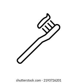 Profession and occupation concept. Modern outline sign drawn in flat style. Editable stroke. Vector monochrome isolated line icon of toothbrush 