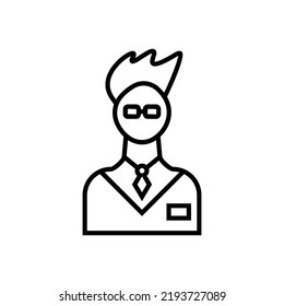 Profession and occupation concept. Modern outline sign drawn in flat style. Editable stroke. Vector monochrome isolated line icon of dentist or stomatologist