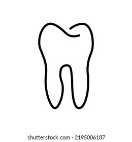 El concepto de profesión y ocupación. Signo de contorno moderno dibujado en estilo plano. Trazo editable. Icono de línea aislada monocromática del diente grande como símbolo de estomatología