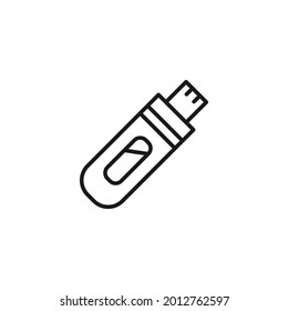 Profession and occupation concept. Photographer and videographer topic. Line icon of big flash card for file storage 