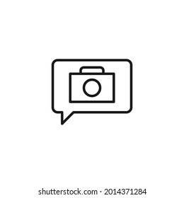Profession and occupation concept. Photographer and videographer topic. Line icon of rounded rectangle on computer 
