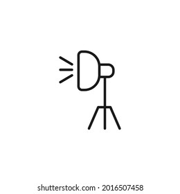 Profession and occupation concept. Photographer and videographer topic. Line icon of contemporary device for taking photos with lens and button 