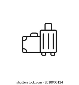 Profession and occupation concept. Tourism and pilot with airplane. Line icon of luggage with handle for travel and vacation 