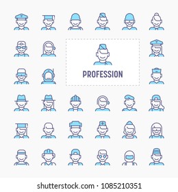 Profession, occupation & employment - thin line website, application & presentation icon. simple and minimal vector icon and illustration collection.