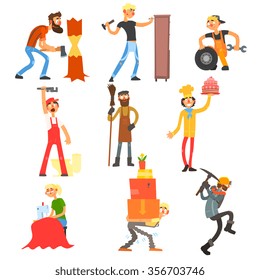 Profession and Occupation, people with their working tools Vector Illustration Set