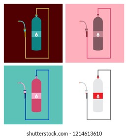 Profession and occupation set. Metal welding equipment, gas cutting flat design icon.Welder worker. Vector illustration
