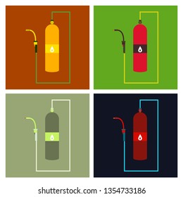Profession and occupation set. Metal welding equipment, gas cutting flat design icon.Welder worker. Vector illustration