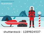 Profession and occupation set. Polar explorer, antarctic expedition equipment, flat design icon. Welder worker. Vector illustration 