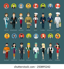 Profession people and avatars collection. Vector illustration