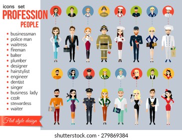 Profession people and avatars collection. Vector illustration