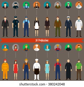 Profession people and avatars collection. Vector illustration