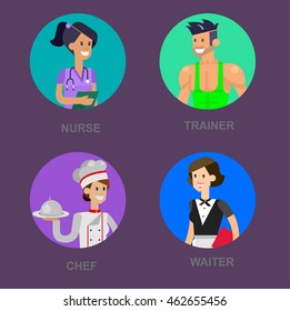 Profession people avatars. Detailed character professionals