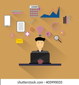 Profession of people. Flat info graphic. Accountant
