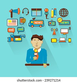 Profession of people. Flat infographic. Interviewer 