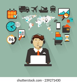 Profession of people. Flat infographic. Logistics manager 