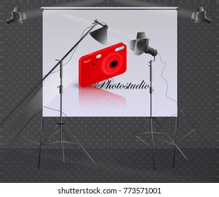 Profession photographer. Sophytes for the studio with a camera.