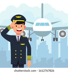 Profession pilot of aircraft vector illustration