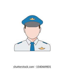 Profession Pilot Character. Aviation theme vector concept. Airplane pilot in uniform and icon