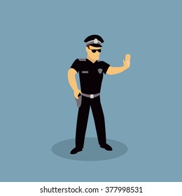 Profession Police Officer Character Design Flat Illustration