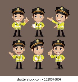 Profession - policeman with different poses
