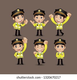 Profession - policeman with different poses